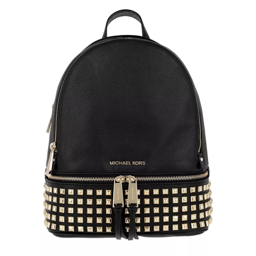 MICHAEL Michael Kors Rhea Zip Medium Pyr Stud Backpack Black/Gold Backpack