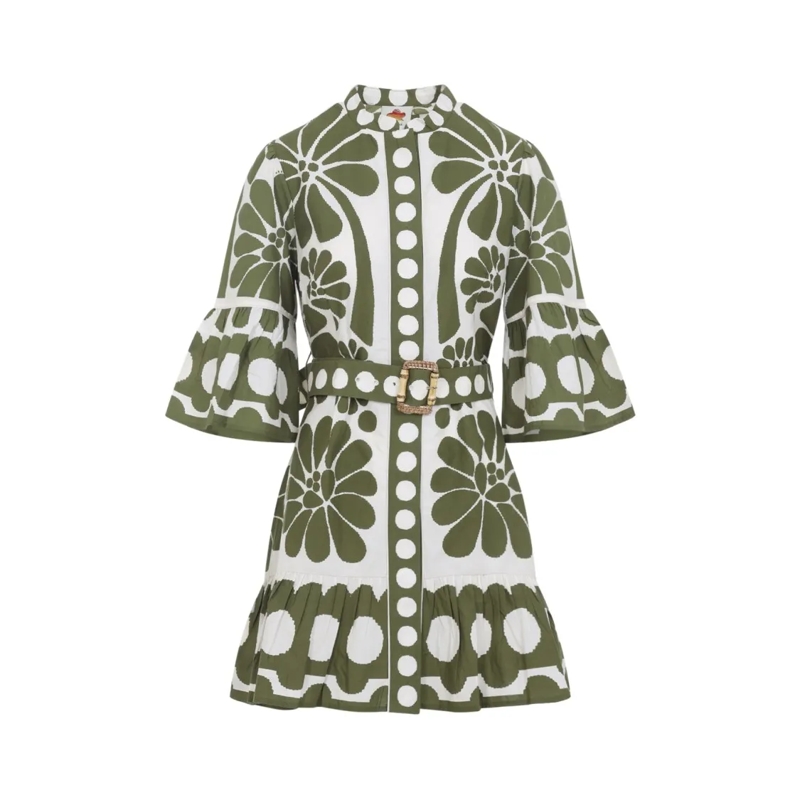 Farm Rio Mini-robe Mini Dress With Oversized Floral Green