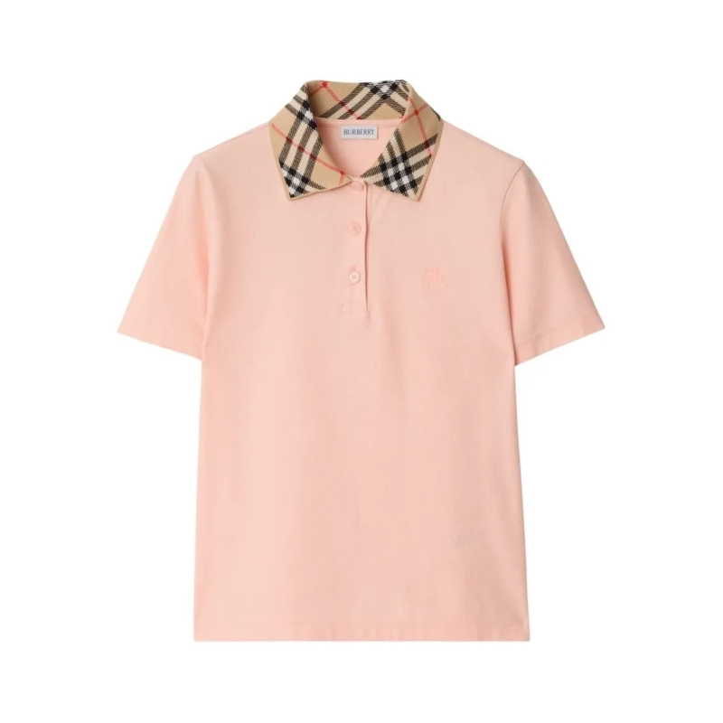 Burberry T-shirt Check Collar Polo Shirt Pink