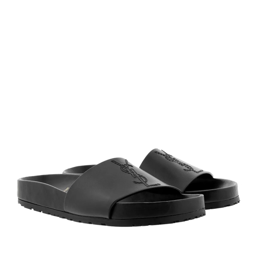 Saint Laurent YSL Jimmy Slide Sandals Leather Black Slip-in skor
