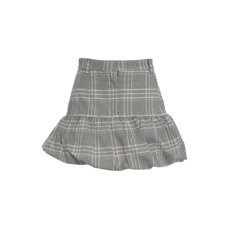 Baum Und Pferdgarten Minirock Ruffled Plaid Mini Skirt With Fitted Waist And Pla Grey