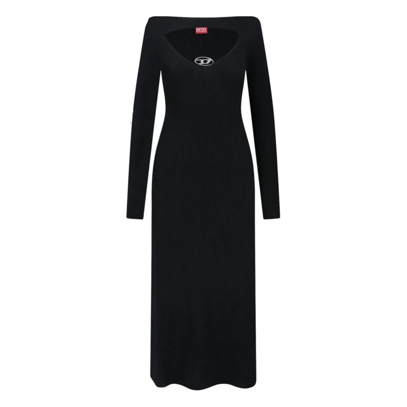 Diesel Midikleid Maxi Knit Dress – Black Black