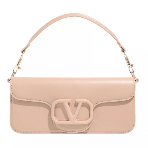 Valentino Garavani Leather Shoulder Bag With V Logo Signature Detail Pink Axelremsväska