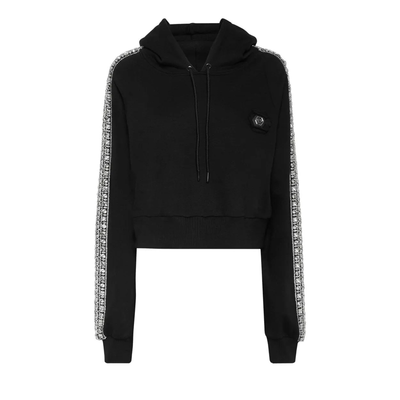 Philipp Plein Daunenjacke Kapuzen-Sweatjacket Crystal Verziert schwarz