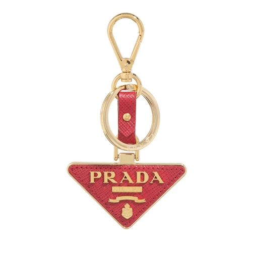 Prada Sleutelhanger Saffiano Metal Triangolo Red