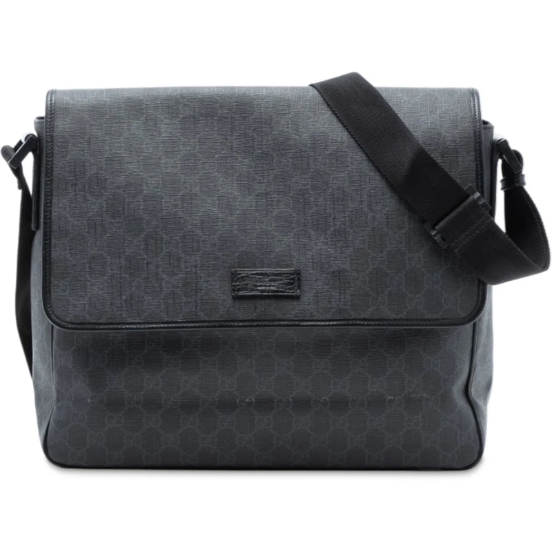 Gucci Schultertasche GG Supreme Flap Messenger Bag grau