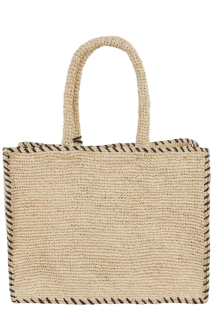 Mc2 Saint Barth Shoppers & Totes Natural Raffia Vanity Bag With Embroidered Logo in beige