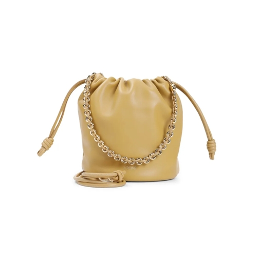 Loewe Flamenco Purse Yellow Lambskin Bucket Bag Yellow Axelremsväska