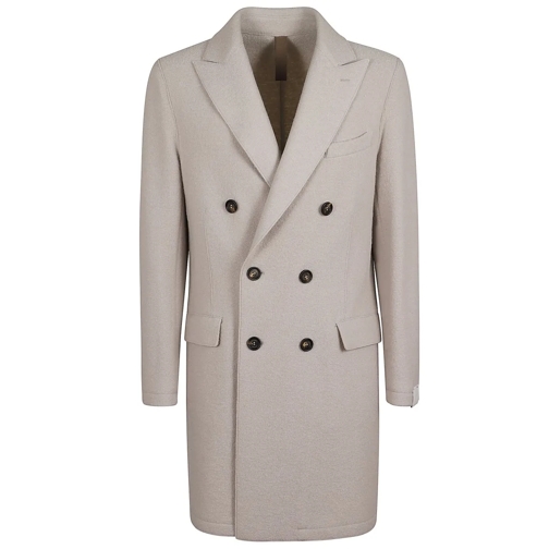 Eleventy Trenchcoat Double-Breasted Wool Coat Neutrals