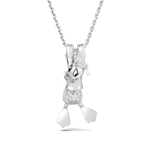 Swarovski Disney Donald Duck layered pendant, Rhodium plated White Anhänger