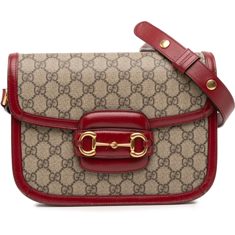 Gucci Schultertasche Medium GG Supreme Horsebit 1955 Shoulder Bag braun