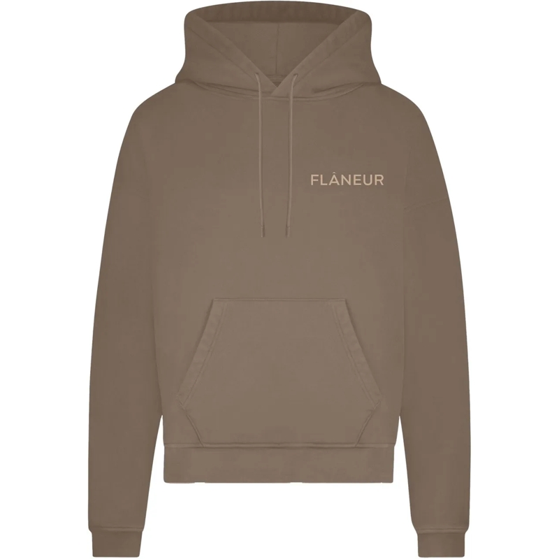 Flâneur  Double Logo Washed Hoodie (500GSM) | Brown braun