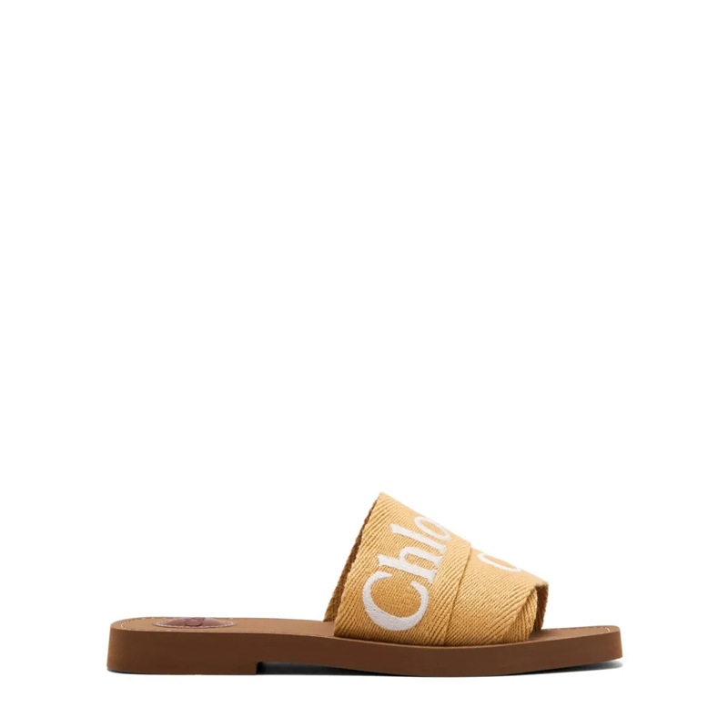 Chloé Sandales Woody Design Slides Neutrals