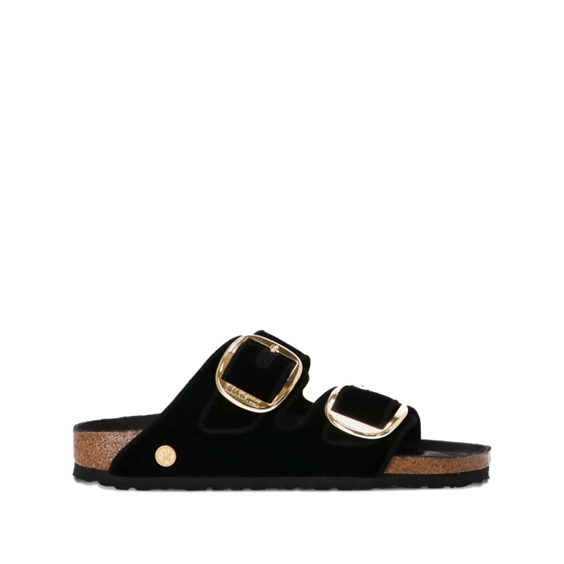 Birkenstock Sandalen Contoured Black Sandals With Gold-Tone Buckles Black