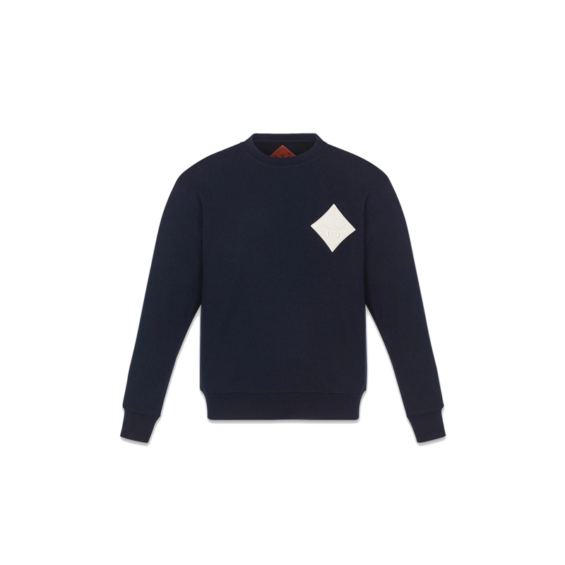 MCM Hoodie Bouclé-Sweatshirt mit Logoaufnäher blau