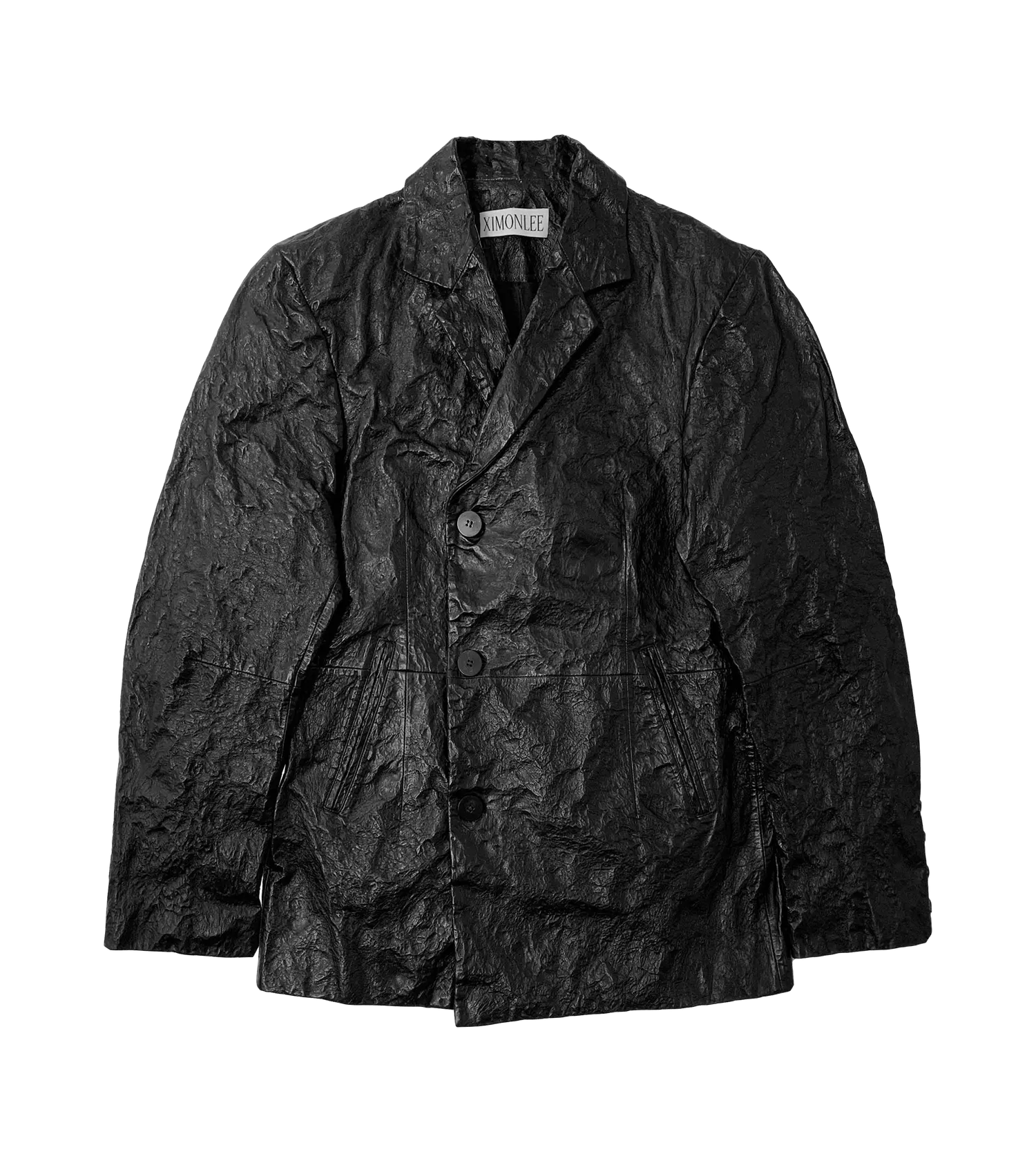 Ximonlee - Strukturierter Leder-Blazer - Größe M - black