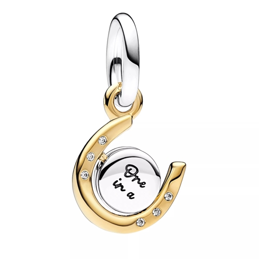 Pandora Two-tone Spinning Disc Horseshoe Dangle Charm gold Pendant
