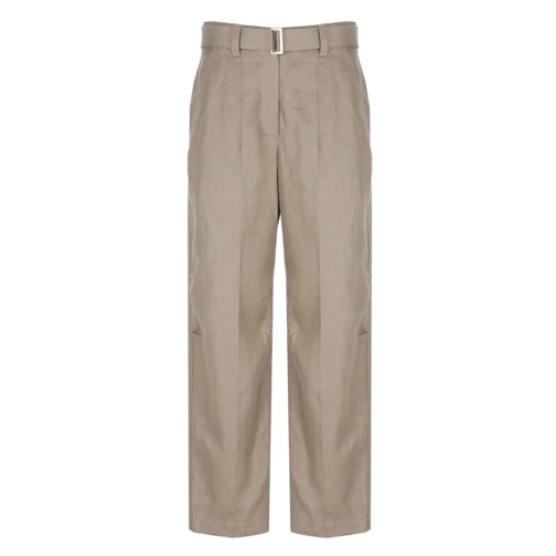 Brunello Cucinelli  Brown High-Waisted Linen Pants With Belt Brown