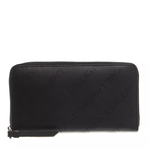 Karl Lagerfeld Punched Cont Wallet Black Zip-Around Wallet