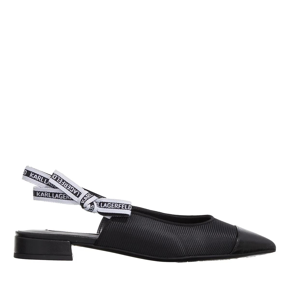 Karl Lagerfeld Kerrie Ribbed Sling Black Nylon Textile Ballet Flats