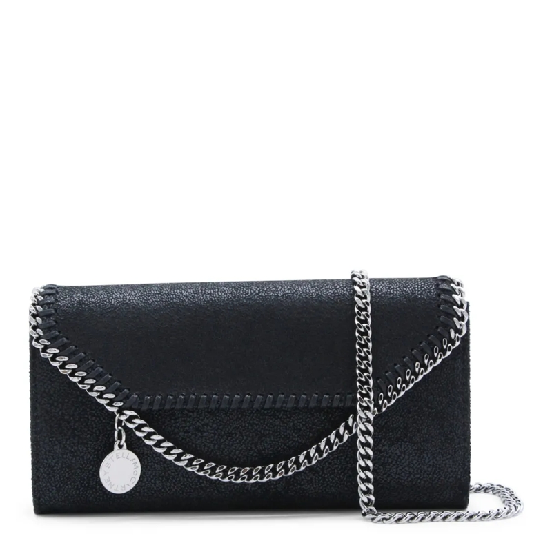 Stella McCartney Schultertasche Black Faux Leather Continental Wallet Crossbody Ba Black