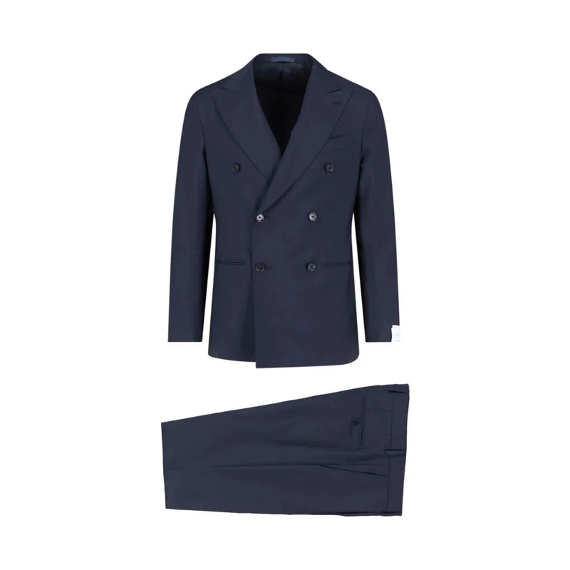 Emanuela Caruso Pakcombinatie Double-Breasted Suit In A Dark Blue Wool Blue