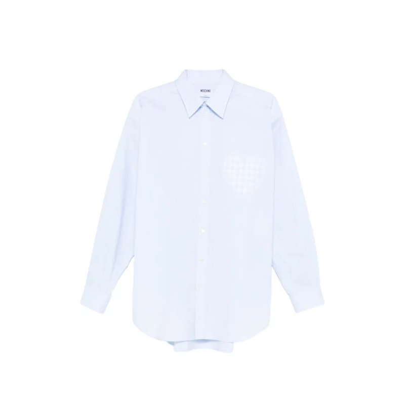 Moschino Hemd White Silk And Nylon Shirt With Heart-Shaped Pocke White
