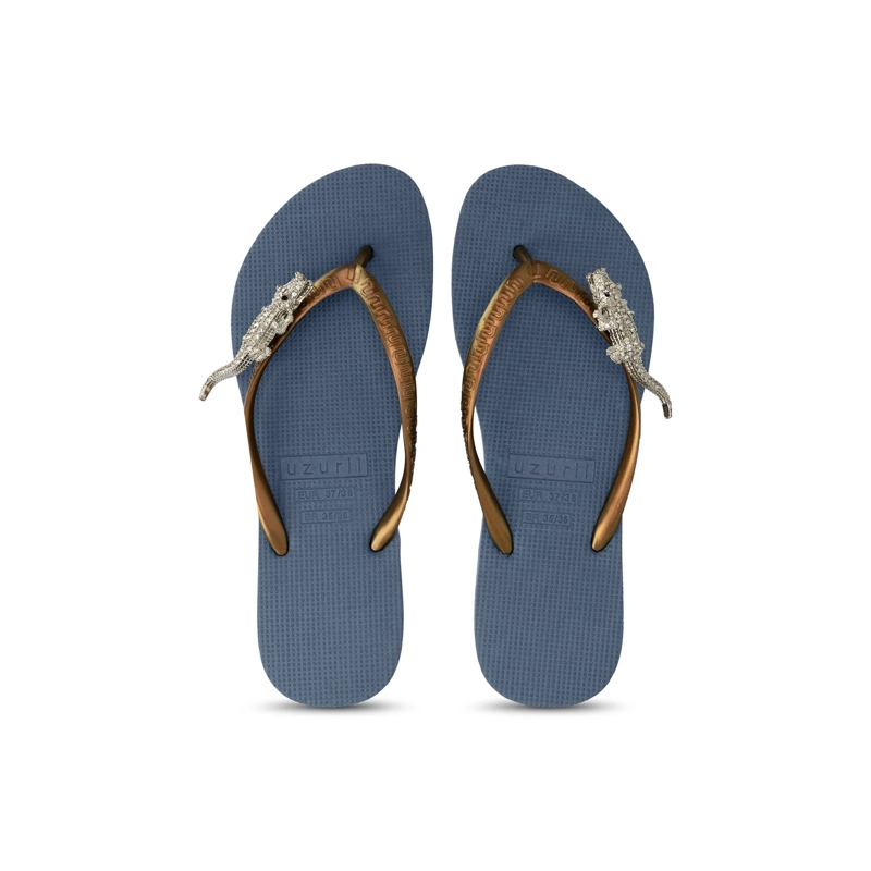 UZURII Flip Flops Zehentrenner Silver Crocodile Switch marine