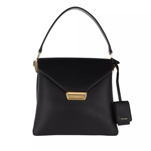 Prada Elegant Shoulder Bag Leather Black Satchel
