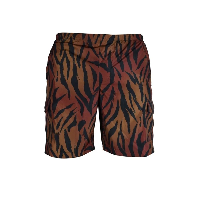 Palm Angels  Tiger Print Nylon Swim Shorts Black