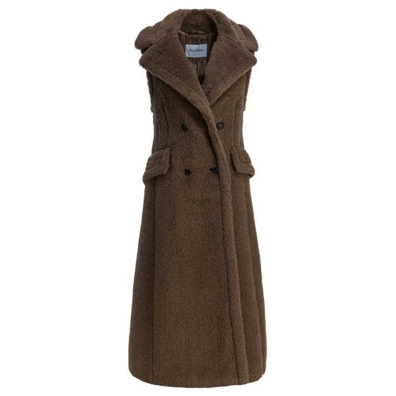 Max Mara Jas in omgekeerd lam Sleeveless Jacket In Alpaca Black