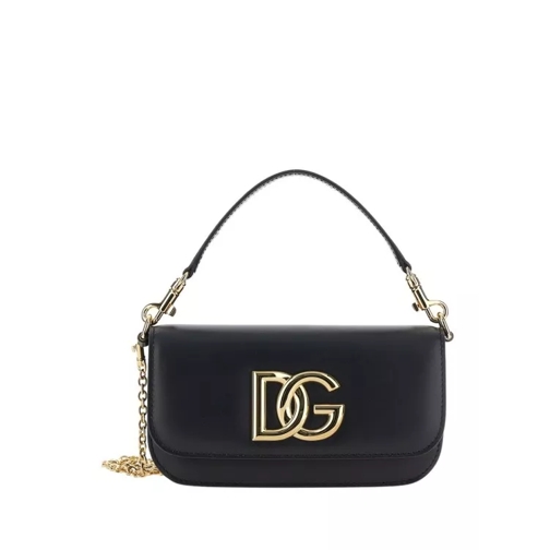 Dolce&Gabbana 3.5' Black Crossbody Bag With Dg Logo In Leather Black Baguetteväska