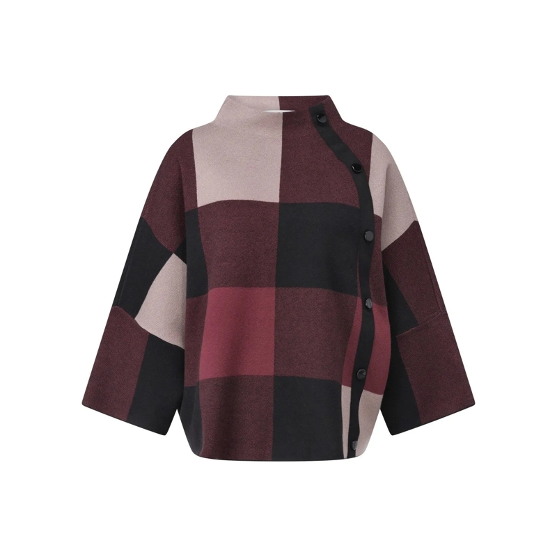 Joseph Ribkoff Chemise Karierter Pullover mit Stehkragen Rot