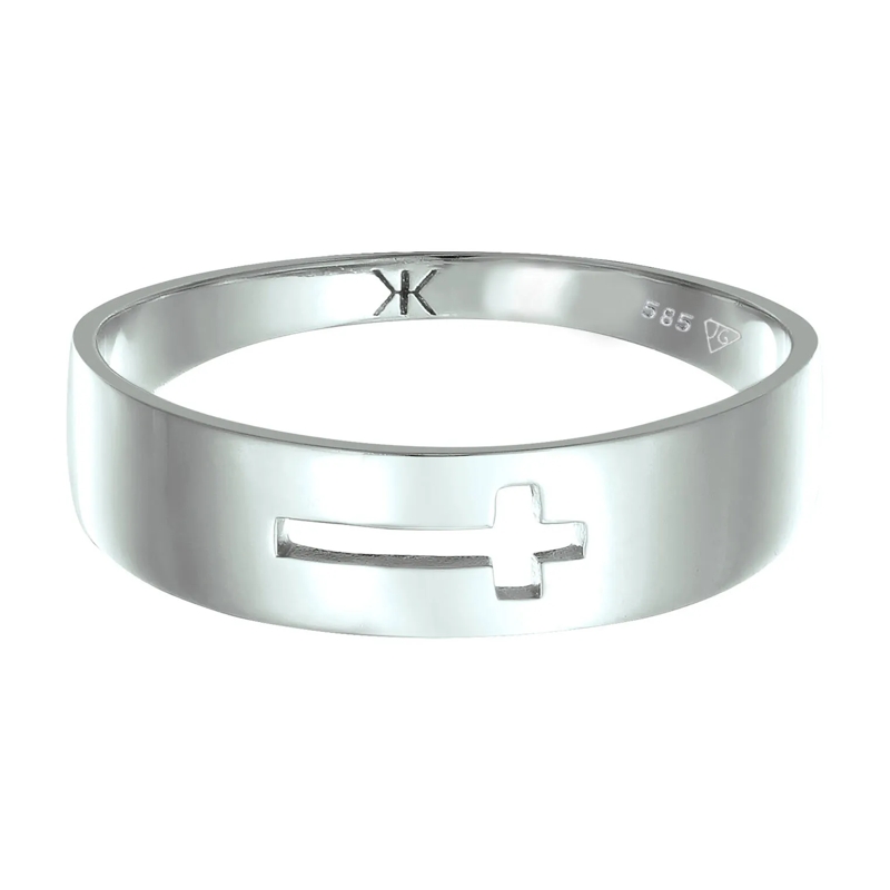 Kuzzoi Ring Ring Kreuz Cut Out Unisex 585 Weißgold weiss(Image 2)