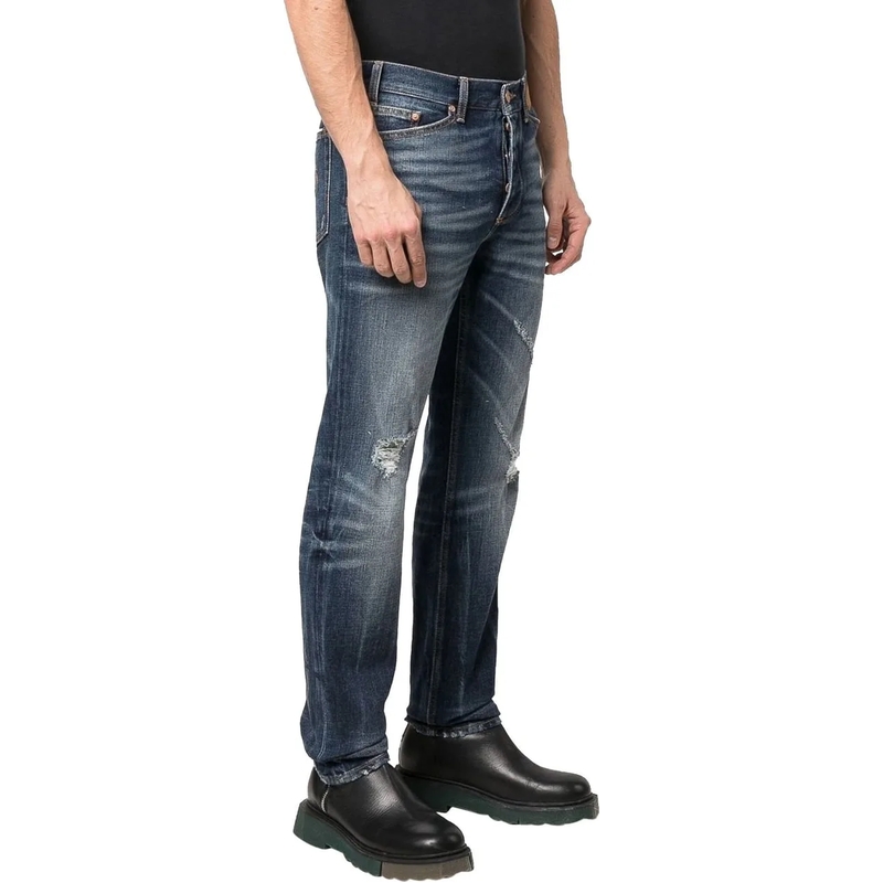 Palm Angels Jean droit Straight-Leg Distressed Denim Jeans With Five-Pock Grey(Image 2)