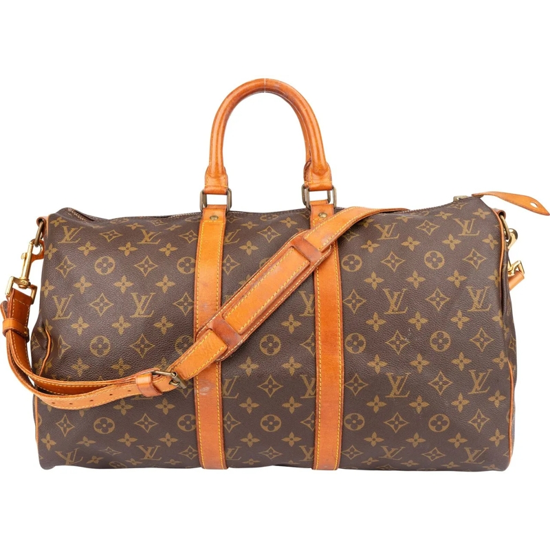 Louis Vuitton Schultertasche Louis Vuitton Canvas Monogram Keepall 45 Bandoulie braun