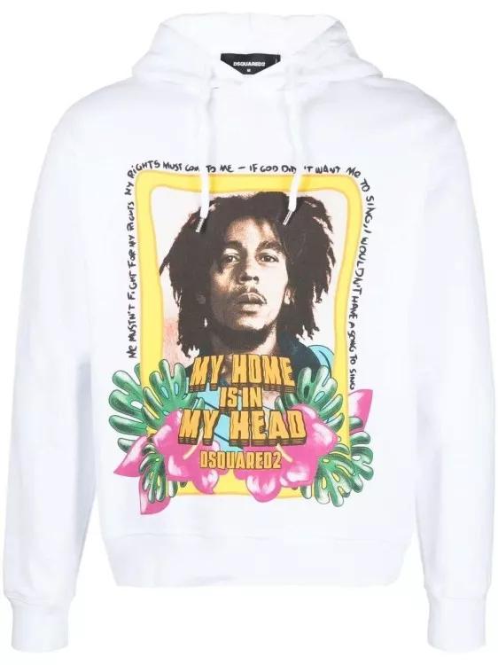 Dsquared2 - Slogan-Print Cotton Hoodie - Größe XL - white