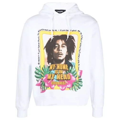 Dsquared2  Slogan-Print Cotton Hoodie White