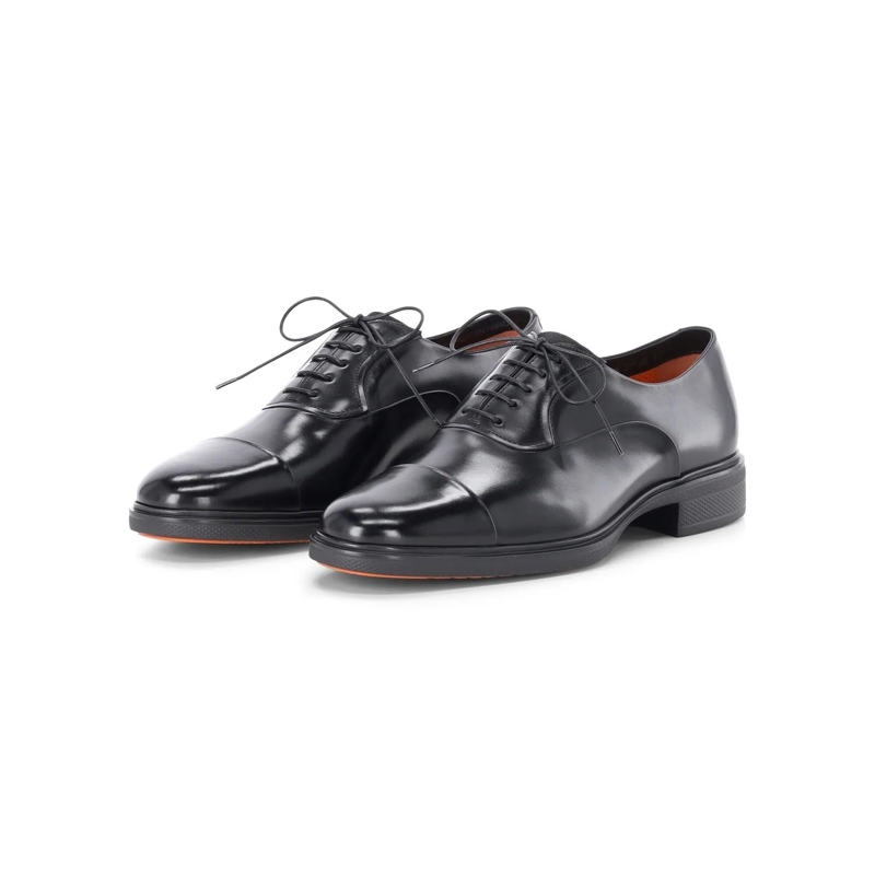 Santoni Schnürschuhe Oxfords Easy aus Leder N01 black