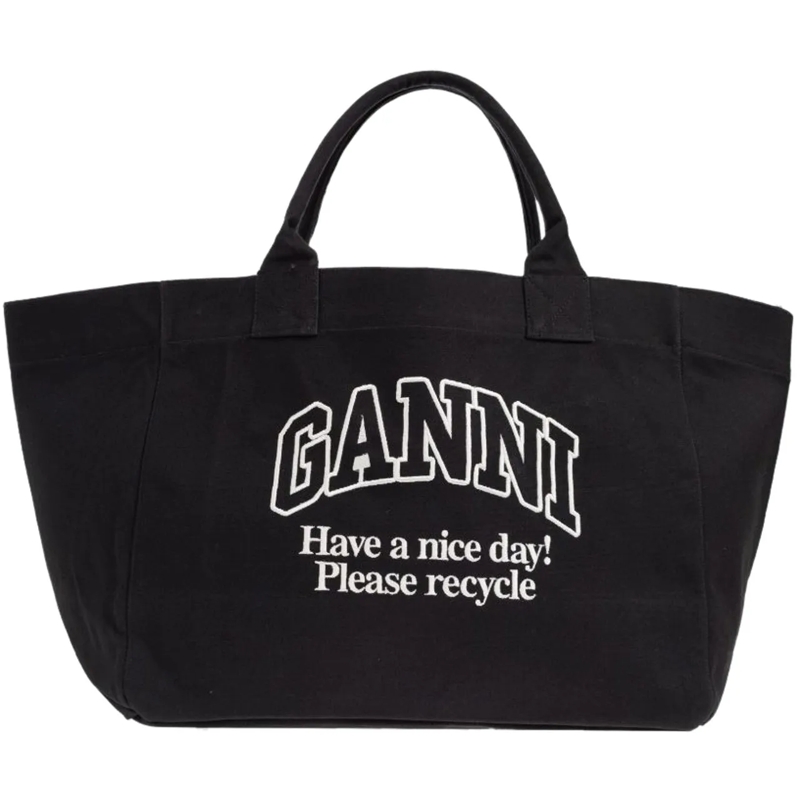 GANNI Sac à provisions Xxl Pocket Shopper Bag - Cotton - Black Black
