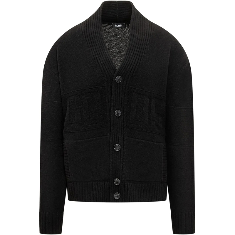 Gcds Pullover Cardigan in Maglia Logo GCDS schwarz