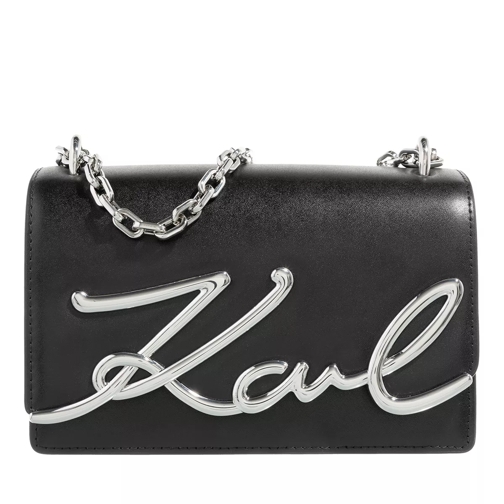 Karl Lagerfeld Signature Small Black Nickel Borsetta a tracolla