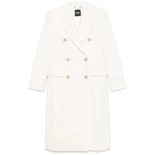 Boss Trenchcoat Ivory White Coat With Logo White