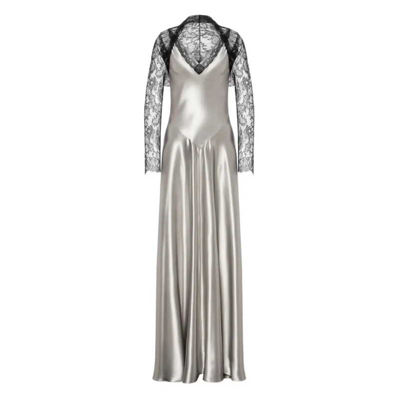 Alberta Ferretti Avondjurk Flowing Silhouette Dress With Delicate Draping Grey