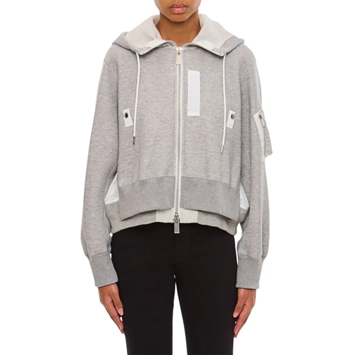 Sacai Hemden Sponge Sweat X Nylon Twill Hoodie Grey