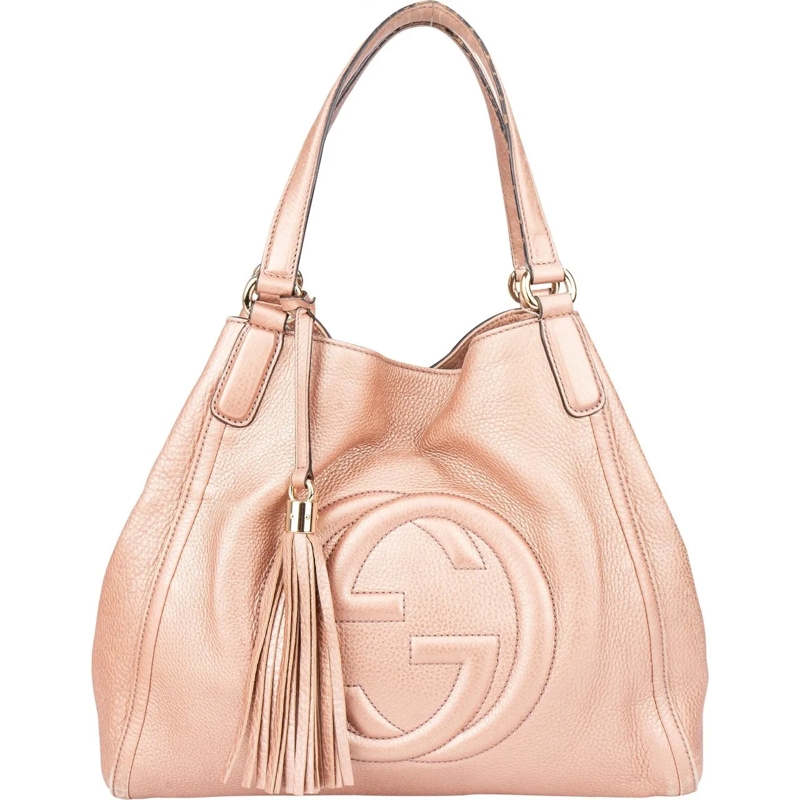 Gucci Schultertasche Gucci Pink Metallic GG Soho Handbag rose