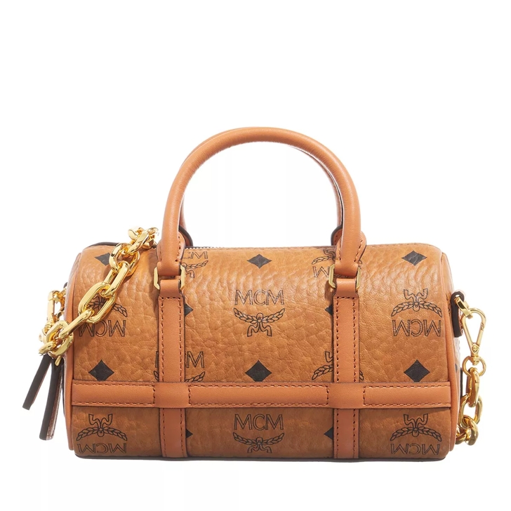 Mcm Mini Boston Bag In Cognac