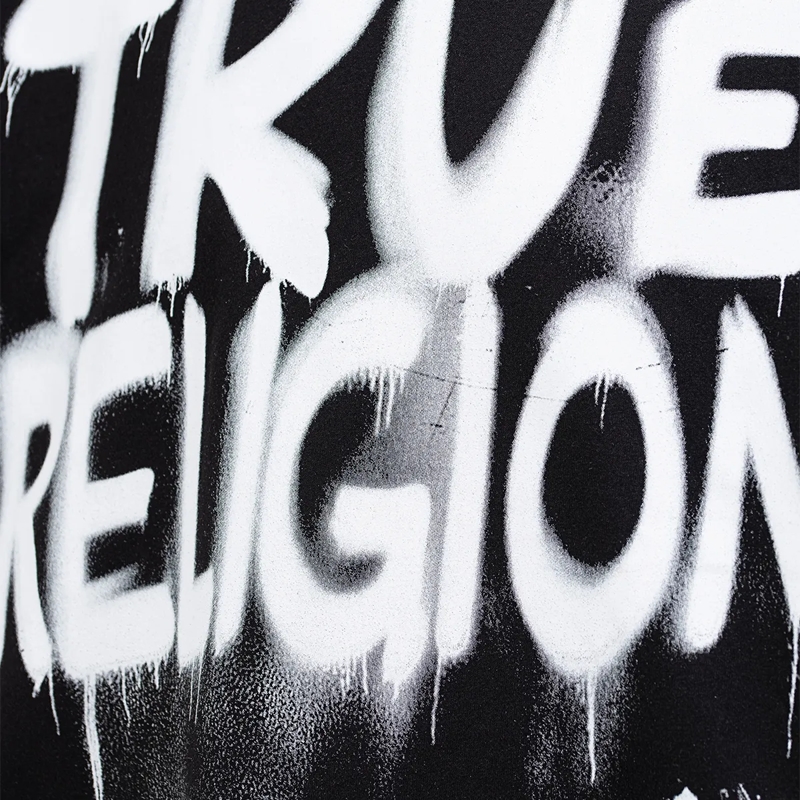 True Religion T-Shirt - Boxy T-Shirt- Rundhalsausschnitt- Markante Log schwarz(Image 5)
