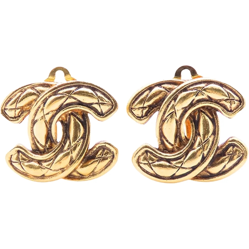 Chanel Creolen CC Gold Plated Quilted Clip on Earrings gold