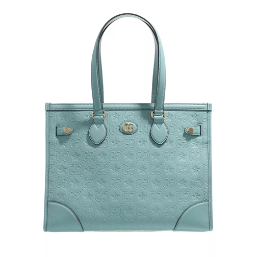 Gucci Medium GG Star Tote Bag Leather Dusty Azure Tote